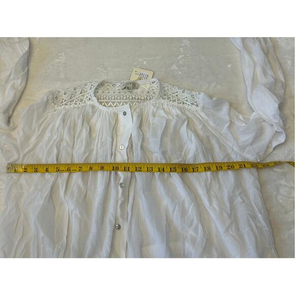 Anthropologie See U Soon Top Women's Off White Button Up L/S Crochet Size S NWT - Picture 3 of 11